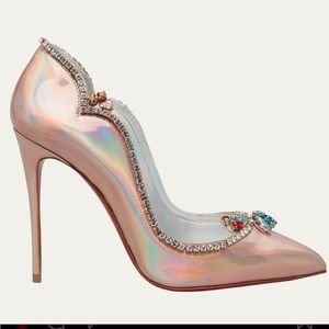 Authentic CHRISTIAN LOUBOUTIN
Chick Queen Iridescent Jewel Red Sole Pumps